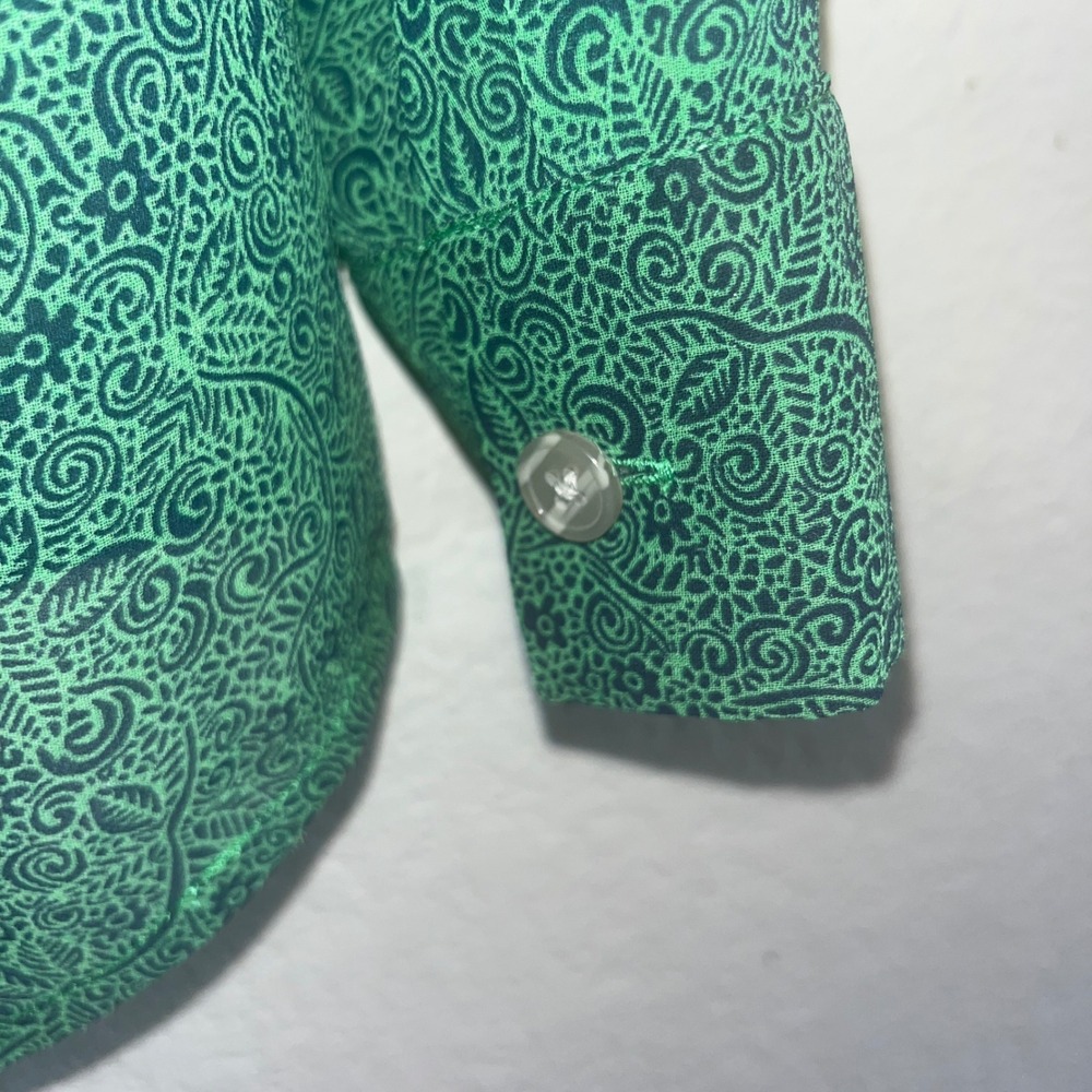Cabi Green Floral V-Neck Long Sleeve Sheer Blouse with Back Cutout Detail 5208 - Picture 10 of 10